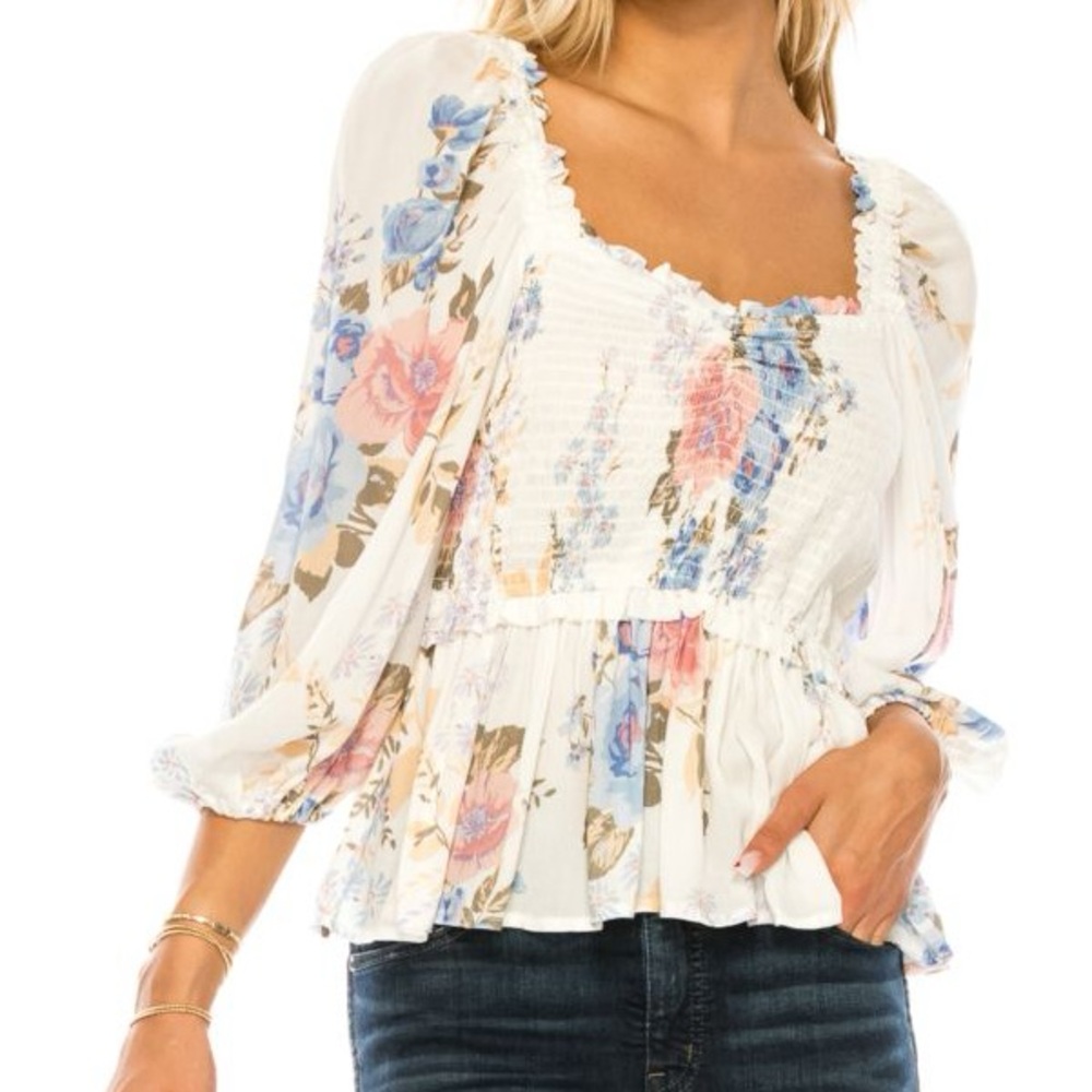 A Collective Story Milla Floral Smocked Blouse